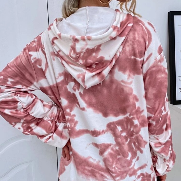 Pink and White Tie Dye Hoodie in M and L - Picture 2 of 3